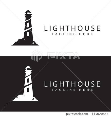 Lighthouse logo vector beacon tower ship signal simple beach port design template 115020845