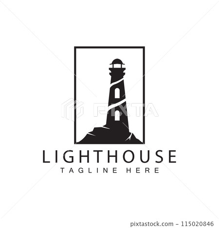 Lighthouse logo vector beacon tower ship signal simple beach port design template Lighthouse logo vector beacon tower ship signal simple beach port design template 115020846