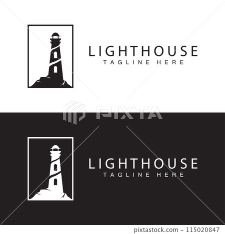 Lighthouse logo vector beacon tower ship signal simple beach port design template 115020847