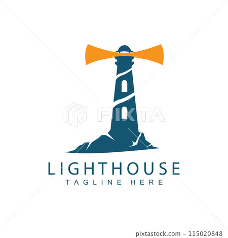 Lighthouse logo vector beacon tower ship signal simple beach port design template 115020848