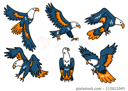 The image is a set of six drawings of birds in flight The image is a set of six drawings of birds in flight 115021045