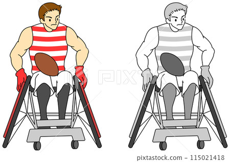 Illustration set of athletes playing wheelchair rugby Illustration set of athletes playing wheelchair rugby 115021418