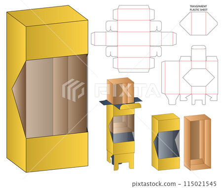 Box packaging die cut template design. 3d mock-up Box packaging die cut template design. 3d mock-up 115021545