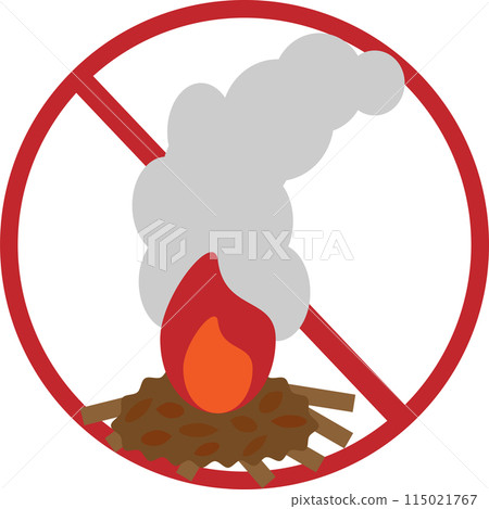 描繪禁止露天焚燒的圖標材料 115021767