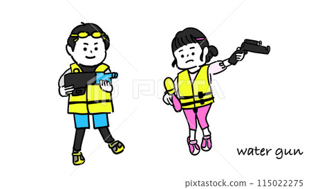 小學生玩水槍插畫素材 小學生玩水槍插畫素材 115022275