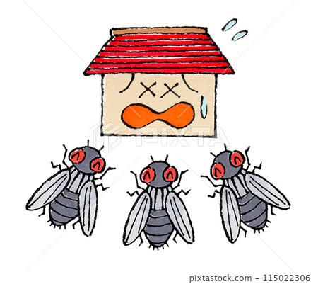 A swarm of flies gathering in a house (a reluctant house) A swarm of flies gathering in a house (a reluctant house) 115022306