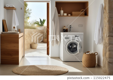 Laundry room with washing machine, sink, cabinetry, and wood flooring Laundry room with washing machine, sink, cabinetry, and wood flooring 115022475