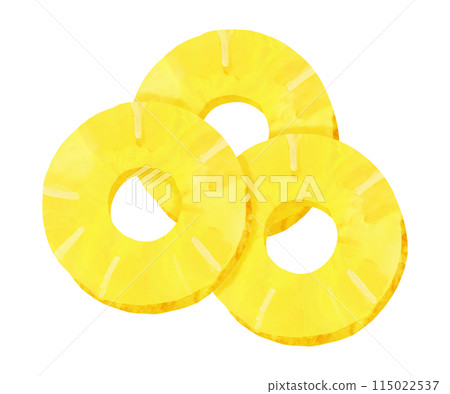Hand drawn watercolor cut pineapple illustration 115022537