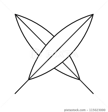 Japanese style design Sign with two leaves Bamboo. Simple vector logo 115023000
