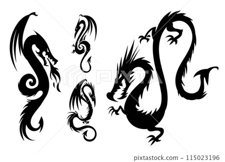 Dragon Silhouette Collection. vector illustration 115023196