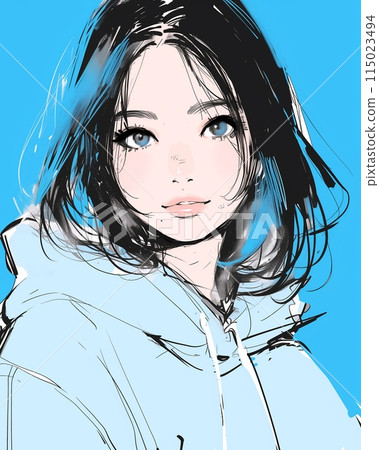 黑髮女插畫《AI生成影像》 黑髮女插畫《AI生成影像》 115023494