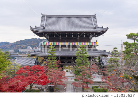 紅葉覆蓋的黑谷玄海光明寺山門 115023627