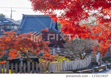 Kurodani Konkai Komyoji Temple Gokuraku Bridge surrounded by autumn leaves Kurodani Konkai Komyoji Temple Gokuraku Bridge surrounded by autumn leaves 115023697