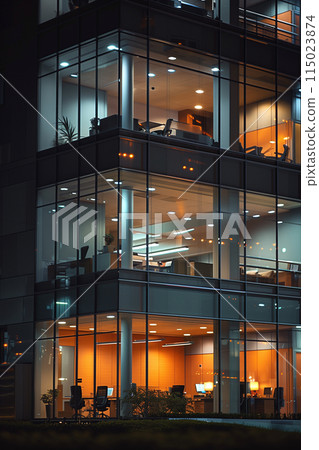 夜間在辦公室加班的人們“AI生成圖像” 115023874