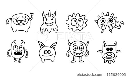 Halloween Spooky Funny Monster Creature Doodle Set Halloween Spooky Funny Monster Creature Doodle Set 115024003