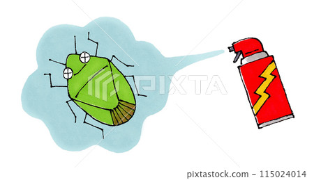 Stink bugs being sprayed with insecticide 115024014