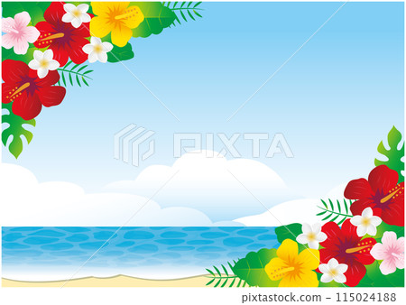 Tropical hibiscus frame background 115024188