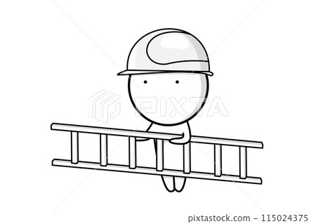 Construction worker with ladder 115024375