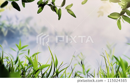 Serene nature background with green foliage 115024385