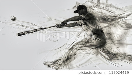 Dynamic baseball player in action 115024419