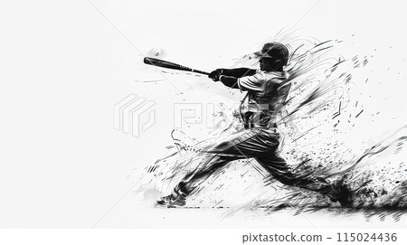 Dynamic baseball player sketch in action 115024436