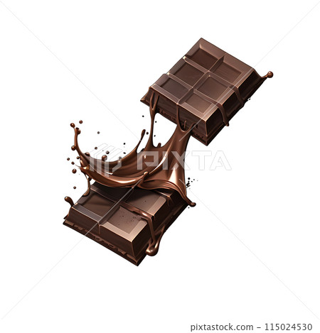 Delicious chocolate bars with splash isolated on transparent background 115024530