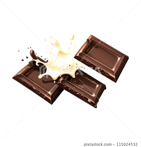 Delicious chocolate bars with splash isolated on transparent background 115024532