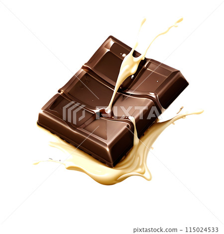Delicious chocolate bars with splash isolated on transparent background 115024533