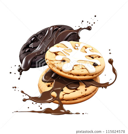 Delicious chocolate cookies isolated on transparent background. 115024578