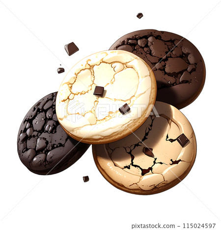 Delicious chocolate cookies isolated on transparent background. 115024597
