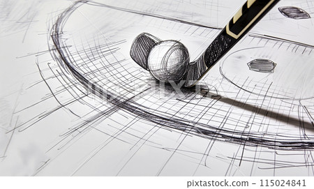 Pencil drawing of a hockey game design 115024841