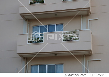 Balcony and flowering plant of building. Balcony and flowering plant of building. 115025359