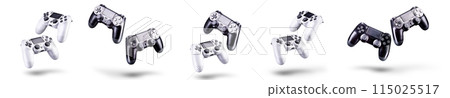 Set of video game joysticks gamepad isolated on a white background Set of video game joysticks gamepad isolated on a white background 115025517
