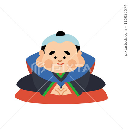 Illustration of Fukusuke sitting upright and greeting 115025574