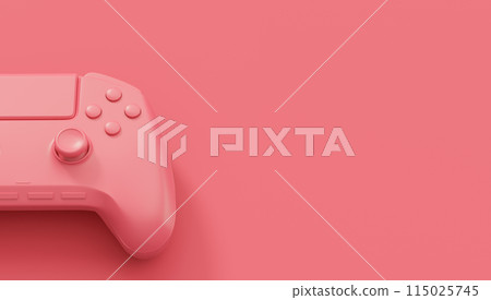 Video game joystick or gamepad in plain monochrome pink color background 115025745