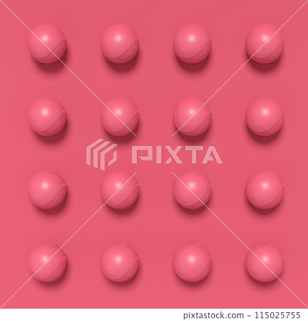 Set of softball or baseball ball lying in row on monochrome background. 115025755