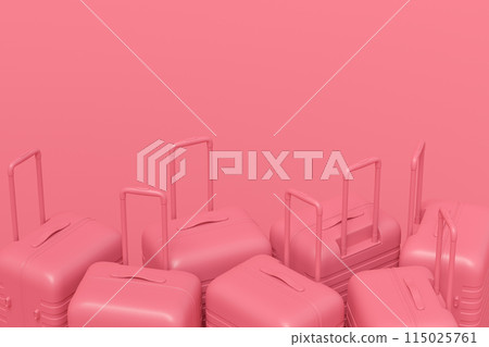 Colorful suitcase on monochrome background. 3D render of summer vacation concept 115025761