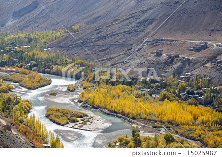 Nature Landscape Of Suru River Running Through Kargil Town In Leh Ladakh, India. 115025987