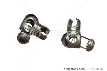 Shower holder which old and not shinny. Bathroom accessories hanger Faucet spare parts. Green hard crusty scale in old accessories. Equipment for water supply White background isolated Shower holder which old and not shinny. Bathroom accessories hanger Faucet spare parts. Green hard crusty scale in old accessories. Equipment for water supply White background isolated 115026466