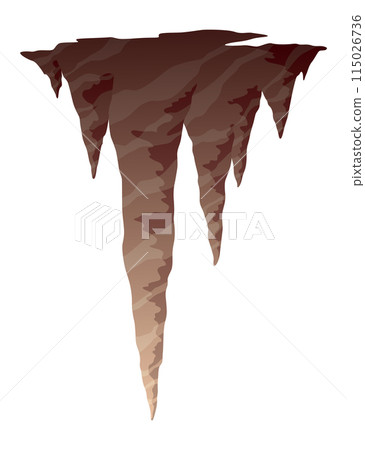 Stalactite. Icicle shaped hanging mineral formations in cave. Nature brown limestone, material stone icon. Natural growth geology formations Stalactite. Icicle shaped hanging mineral formations in cave. Nature brown limestone, material stone icon. Natural growth geology formations 115026736