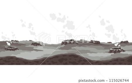 Game landscape. Cartoon design nature. Landscape of soil section. Illustration of cross section ground slice isolated on white background 115026744