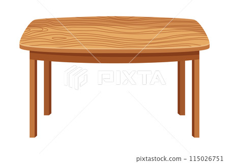 Table furniture of wood, interior wooden desk. Empty wooden table isolated illustration on white background. Vector illustration of platform or stand 115026751