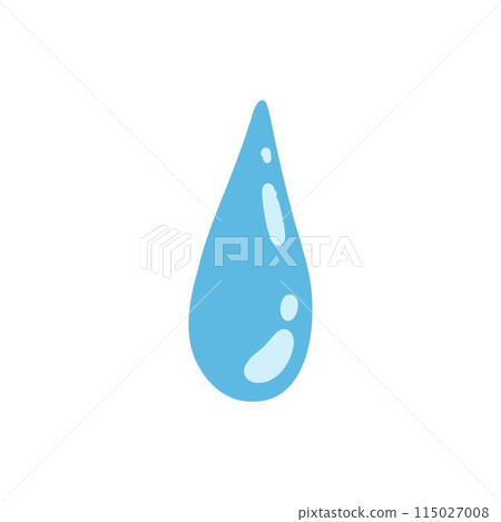 Cartoon blue dripping water drop, splash, spray and tear. Liquid flow, wave, stream and puddle. Nature water motion shape vector. Illustration of rain water drop, liquid splash 115027008