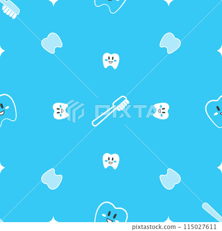 Dental health seamless pattern on blue background Dental health seamless pattern on blue background 115027611
