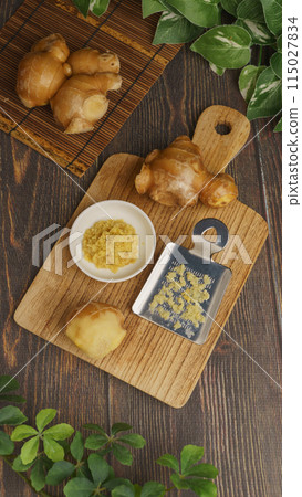 Ginger and grater | Grated ginger image 115027834