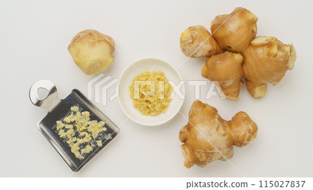 Ginger and grater | Grated ginger image 115027837