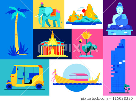 Look, this is Thailand - set of flat design style colorful illustrations Look, this is Thailand - set of flat design style colorful illustrations 115028350
