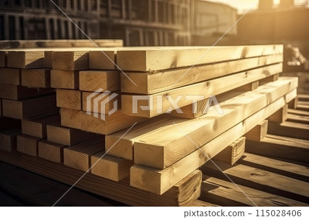 Solid wood deck board stack for construction and finishing works 115028406