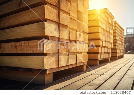 Solid wood deck board stack for construction and finishing works 115028407