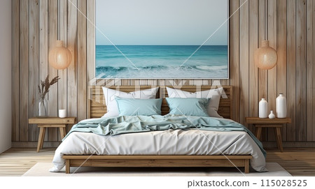 Mock up frame in bedroom interior, 115028525
